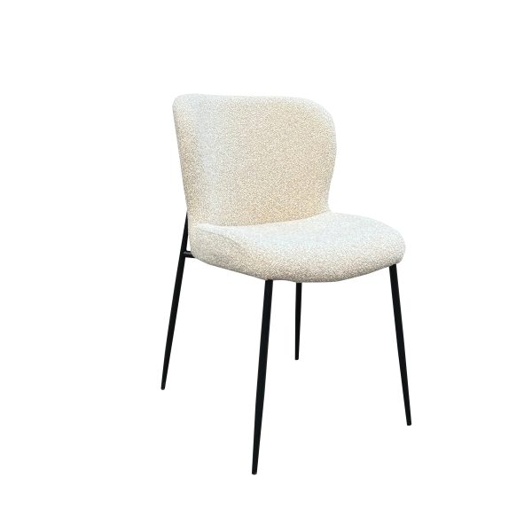 SILLA DE COMEDOR EN TELA BEIGE CON PATAS NEGRAS Online now