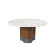 MESA DE COMEDOR REDONDA CON TOPE ESTILO MARMOL BLANCO Y BASE EN ACABADO DE MADERA Online Hot Sale