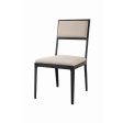 SILLA DE COMEDOR EN MADERA NEGRA Y TELA CREMA Hot on Sale