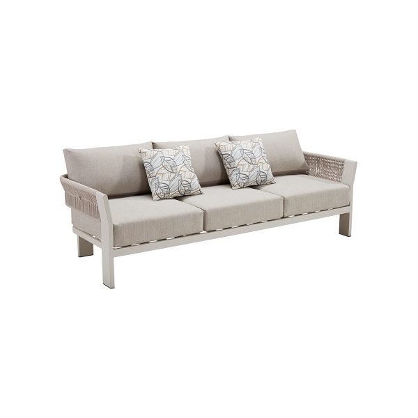 SOFA DE EXTERIOR DE TRES ASIENTOS BEIGE GRISACEO Fashion