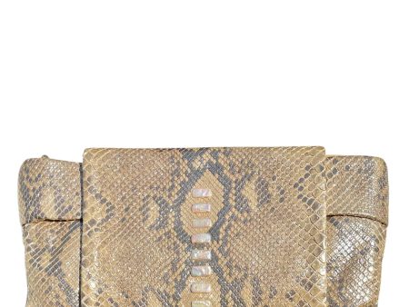 Pearly Gold Python Clutch With Nacre  Pearls Decoration Online