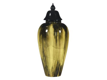 ***YELLOW GRADIENT CAPPED WOODEN URN Online