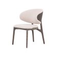 SILLA DE COMEDOR EN TELA BEIGE ESPALDAR EN PIEL MARRON  Y ACABADO DE MADERA GRIS Online Sale