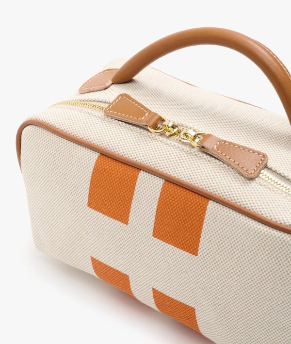 My Style Bags Berkeley Cosmetic Bag Natural With Orange Stripes on Sale