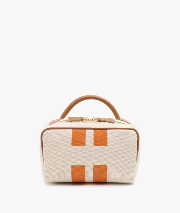 My Style Bags Berkeley Cosmetic Bag Natural With Orange Stripes on Sale