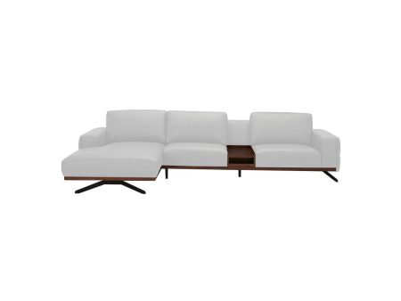 SOFA SECCIONAL IZQUIERDO EUSTON II  CON FRENTE DE PIEL GRIS CON TABLERO For Discount