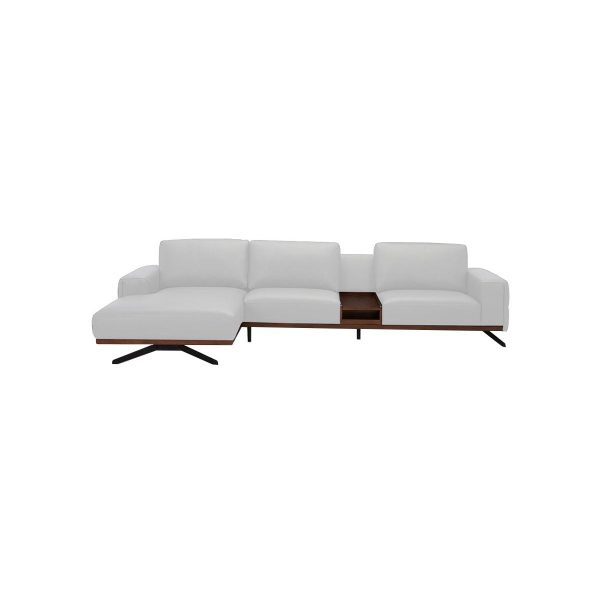 SOFA SECCIONAL IZQUIERDO EUSTON II  CON FRENTE DE PIEL GRIS CON TABLERO For Discount