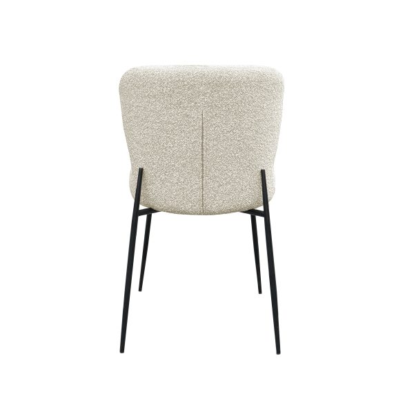 SILLA DE COMEDOR EN TELA BEIGE CON PATAS NEGRAS Online now