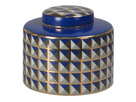 ***JARRON DE PORCELANA CON TAPA AZUL CON DORADO Discount