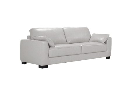 SOFA EN FRENTE DE PIEL GRIS CLARO Y PATAS NEGRAS Online Sale