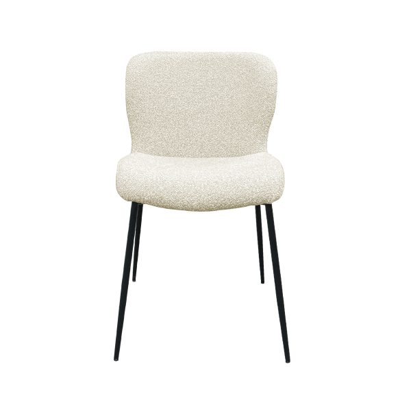 SILLA DE COMEDOR EN TELA BEIGE CON PATAS NEGRAS Online now