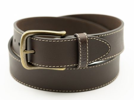 Leather Belt-Brown Brass buckle For Discount