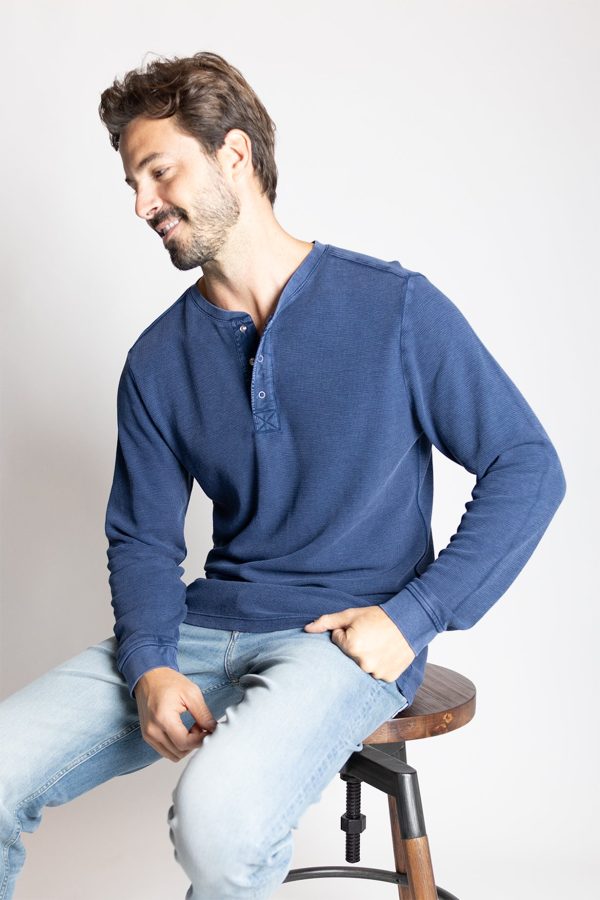 Waffle Henley - Indigo Online