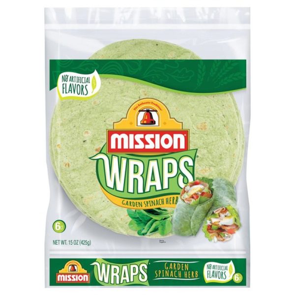 Mission Garden Spinach Herb Wraps, 6 Count For Sale