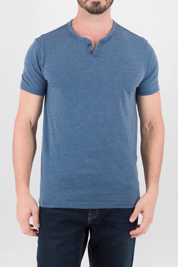 Burnout Henley - Ensign Blue For Discount